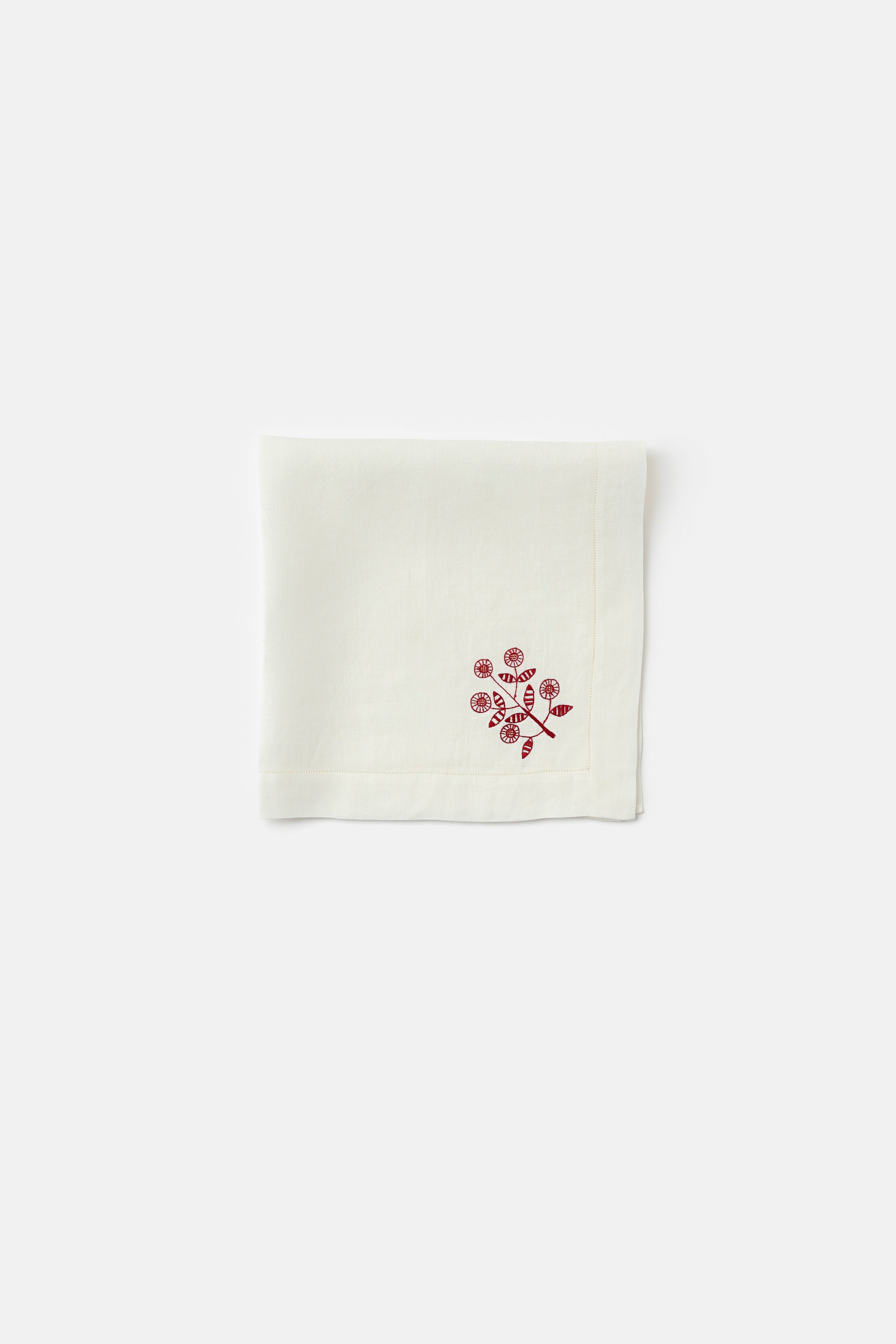 "Daisy" napkin in Red