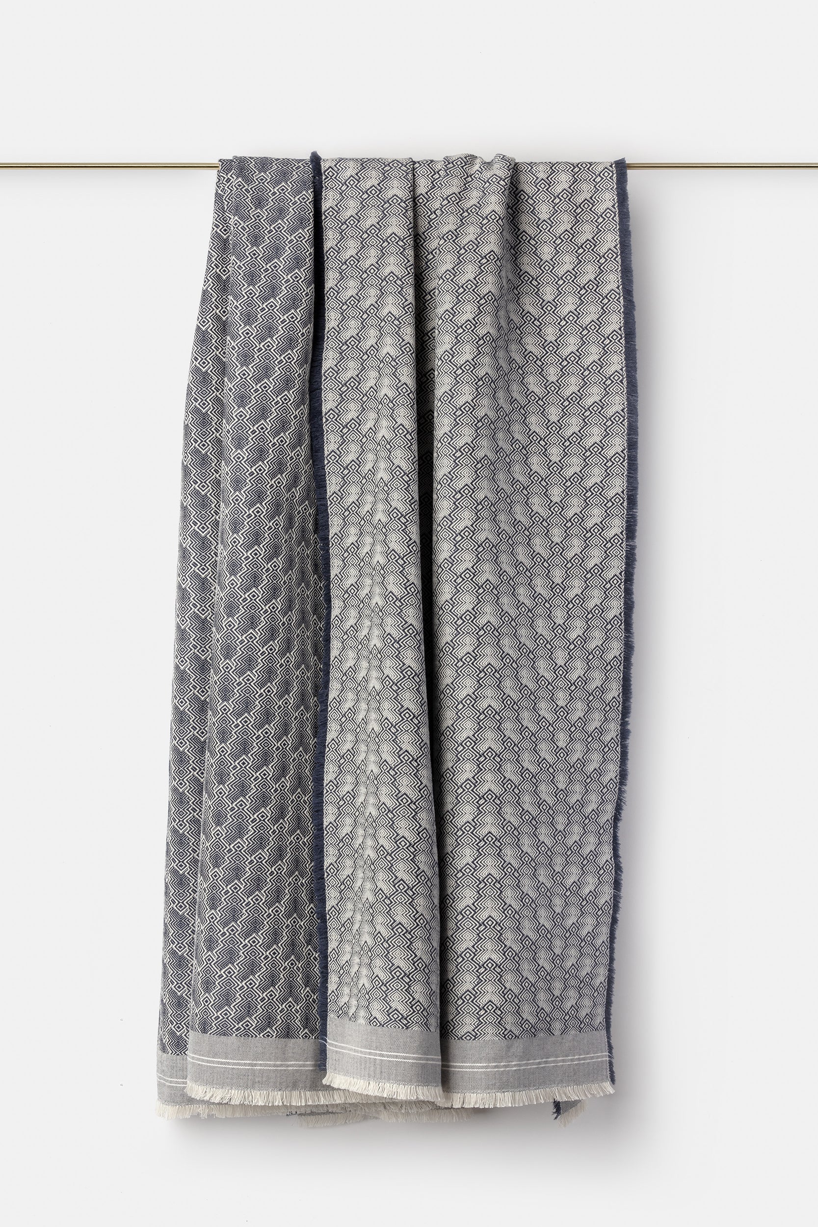 "F28" wool throw blanket in Notte Blue
