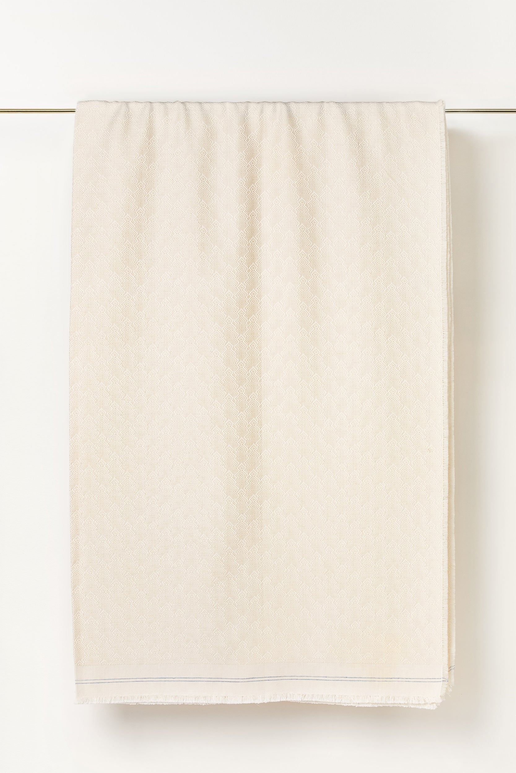 "F28" wool throw in White / Blue Stripe