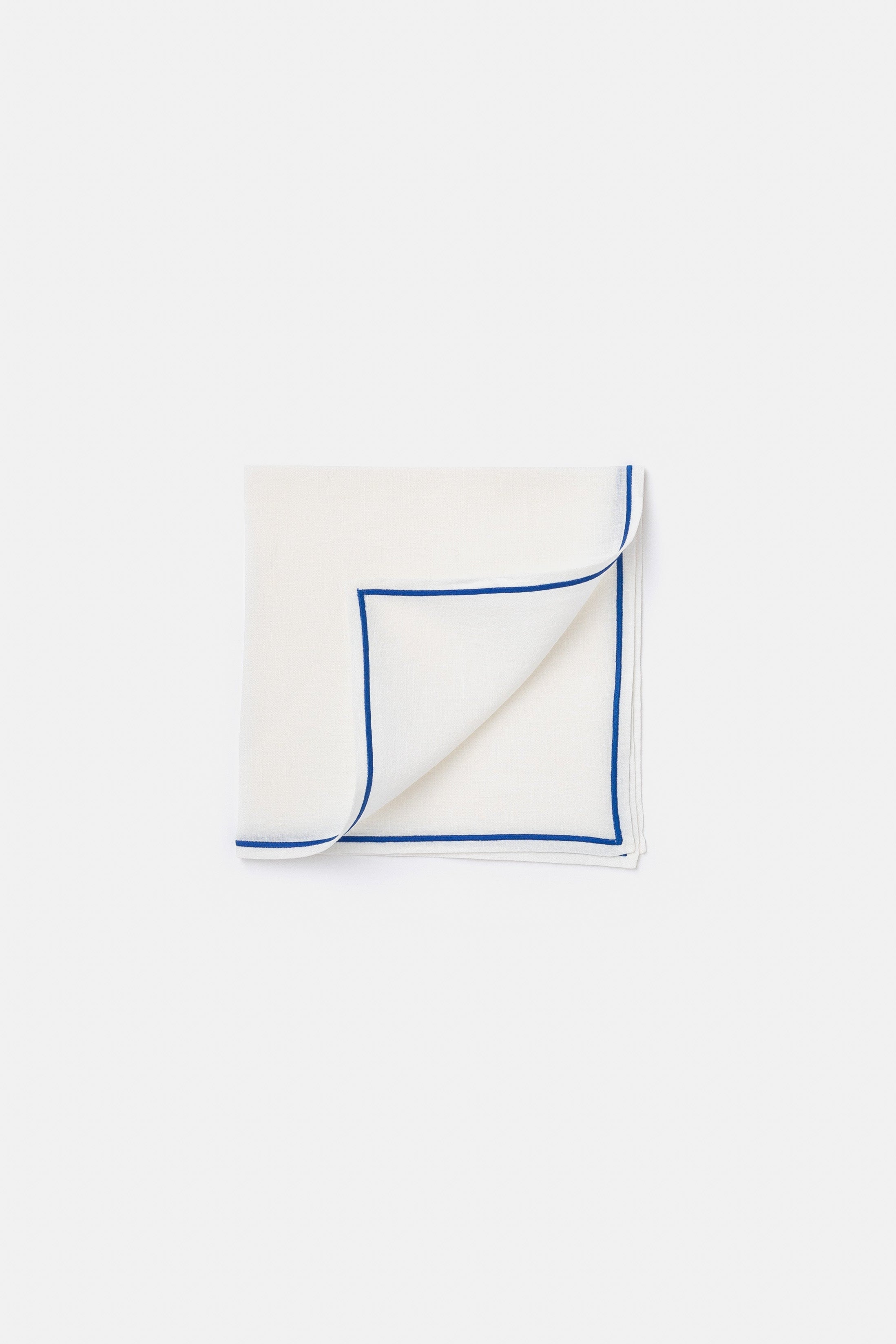 "Lido" napkin in White / Bresse Blue