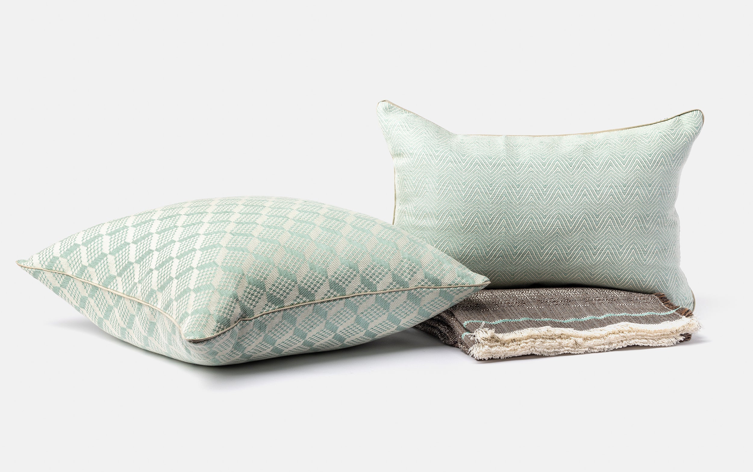 "Mies" square cushion cover in Sufi Green