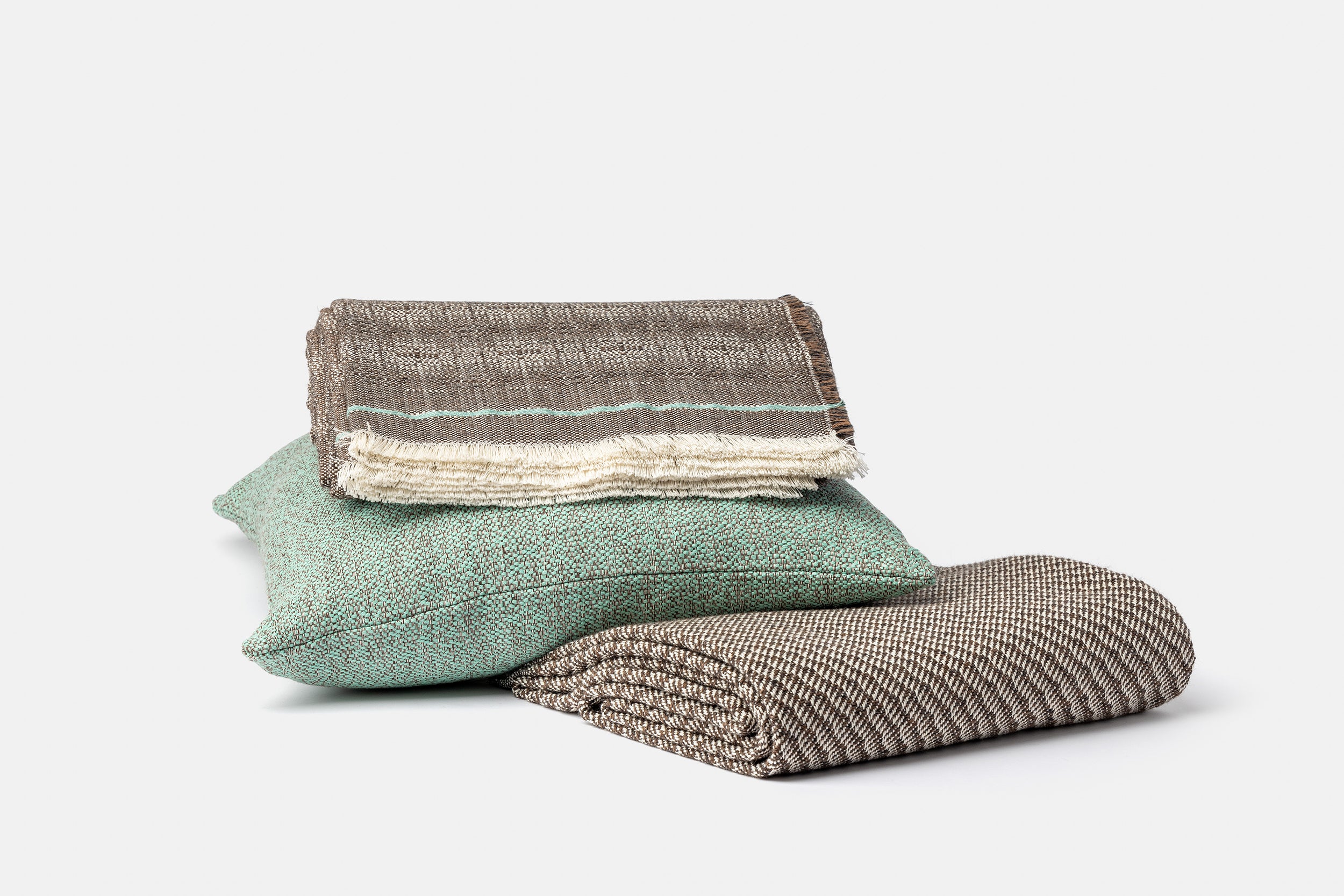"Catenella" square cushion cover in Acquamarina