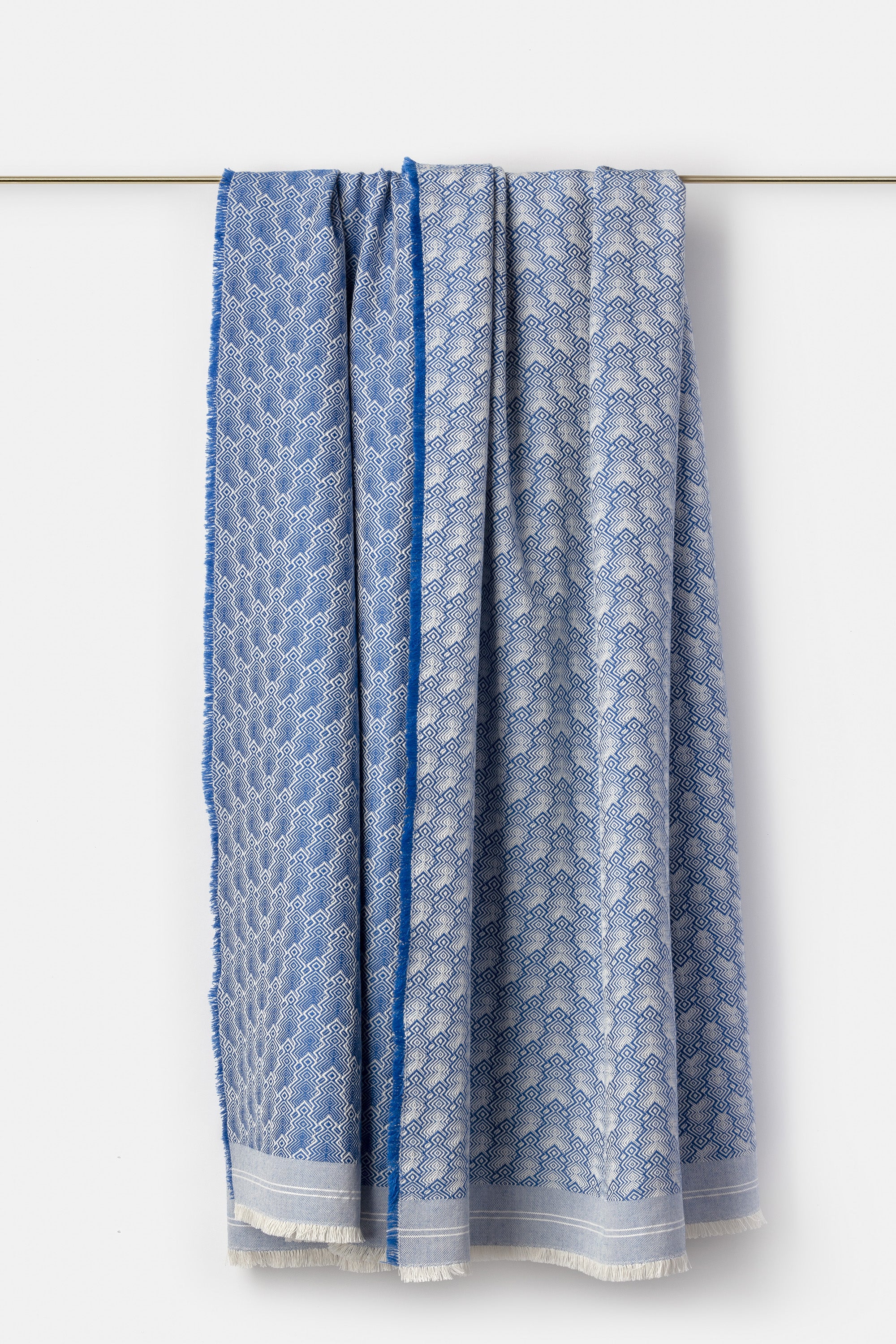 "F28" wool throw in Royal Blue
