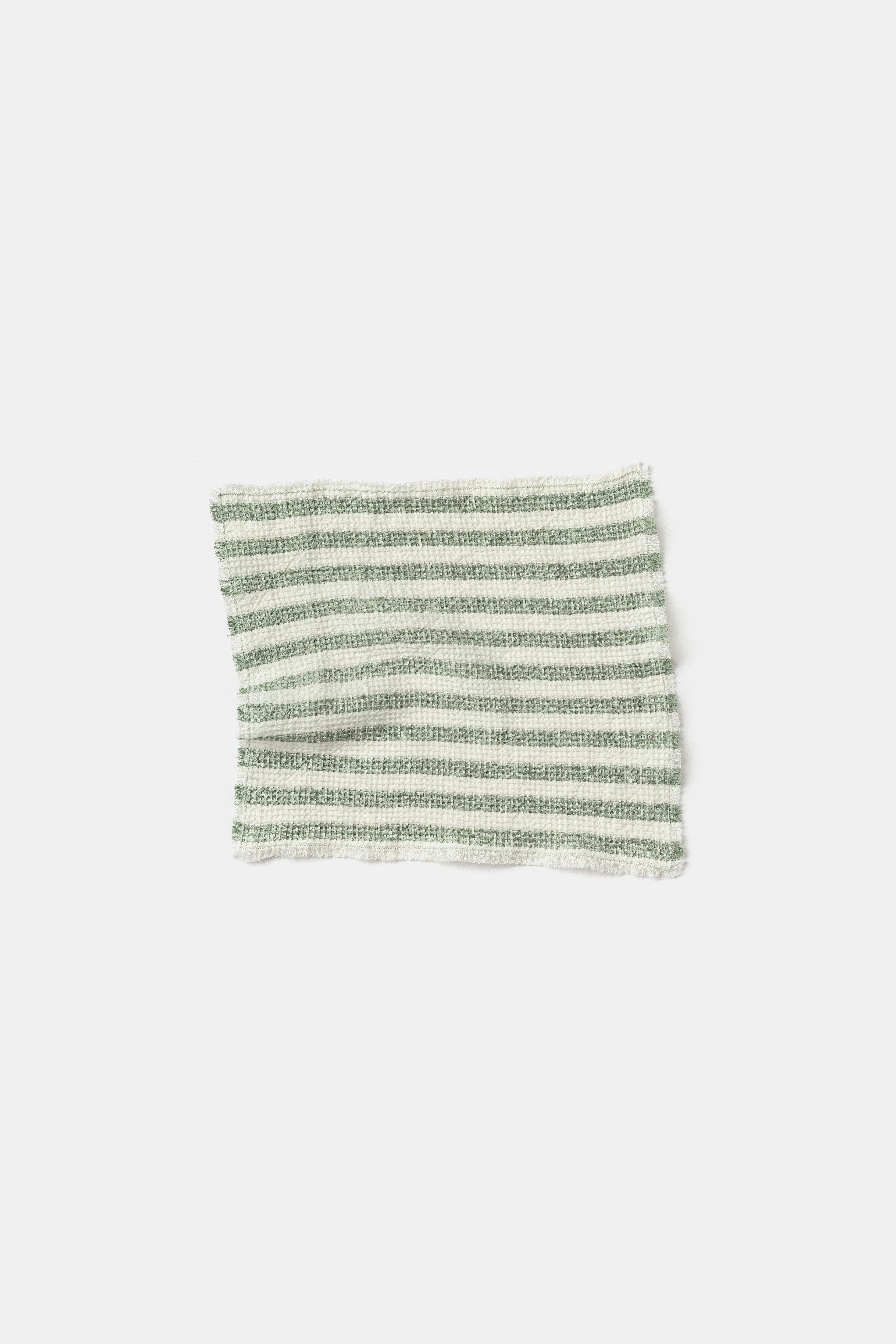 "Montecatini rigato" towels in White / Parà Green