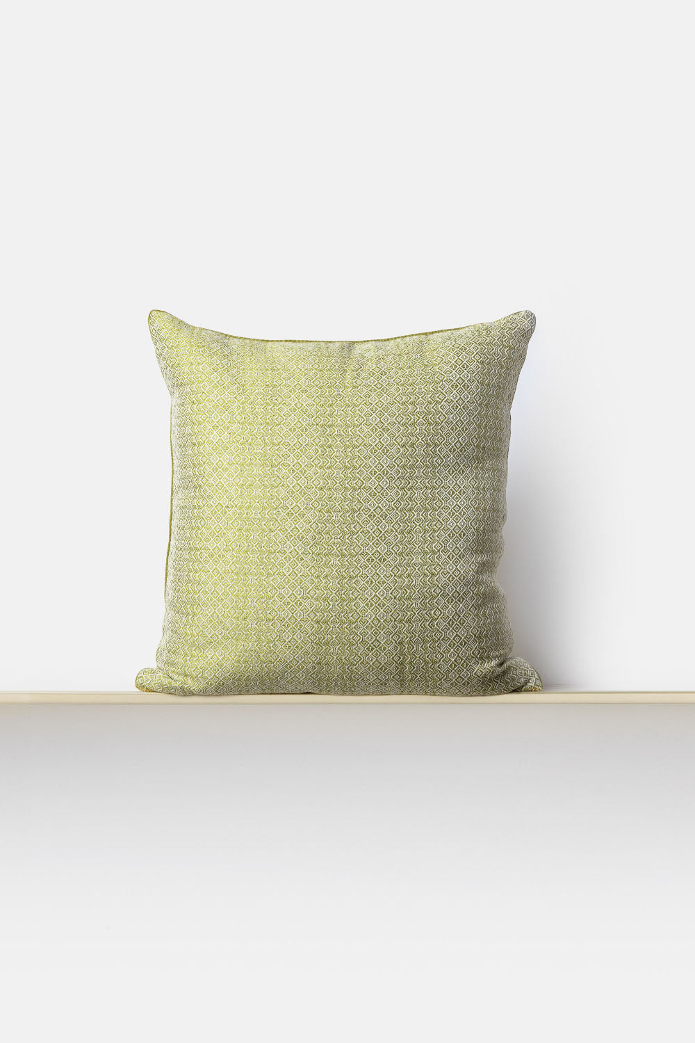 "Intreccio" square cushion cover in Chartreuse