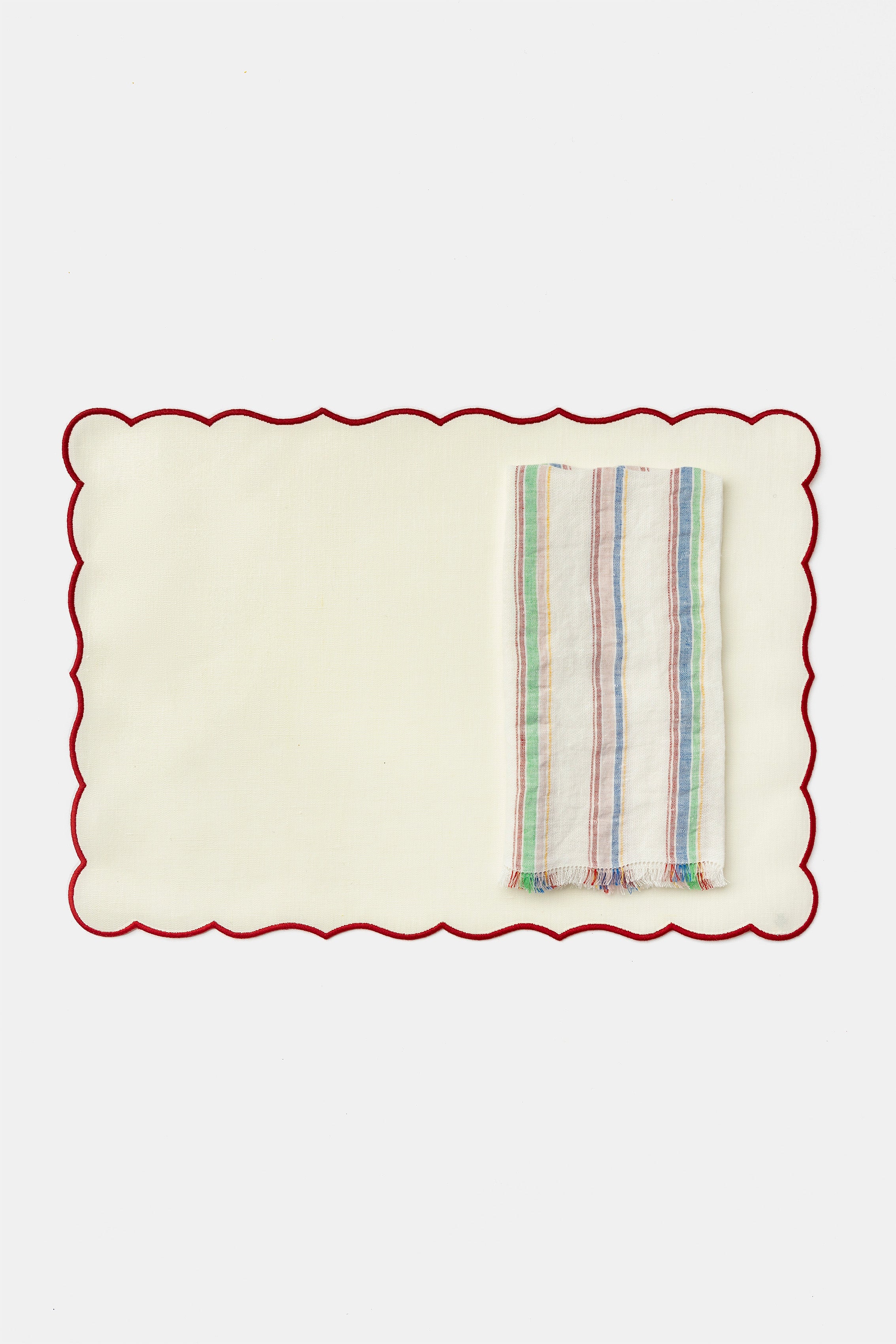 "Lido" placemat in White / Pompei Red