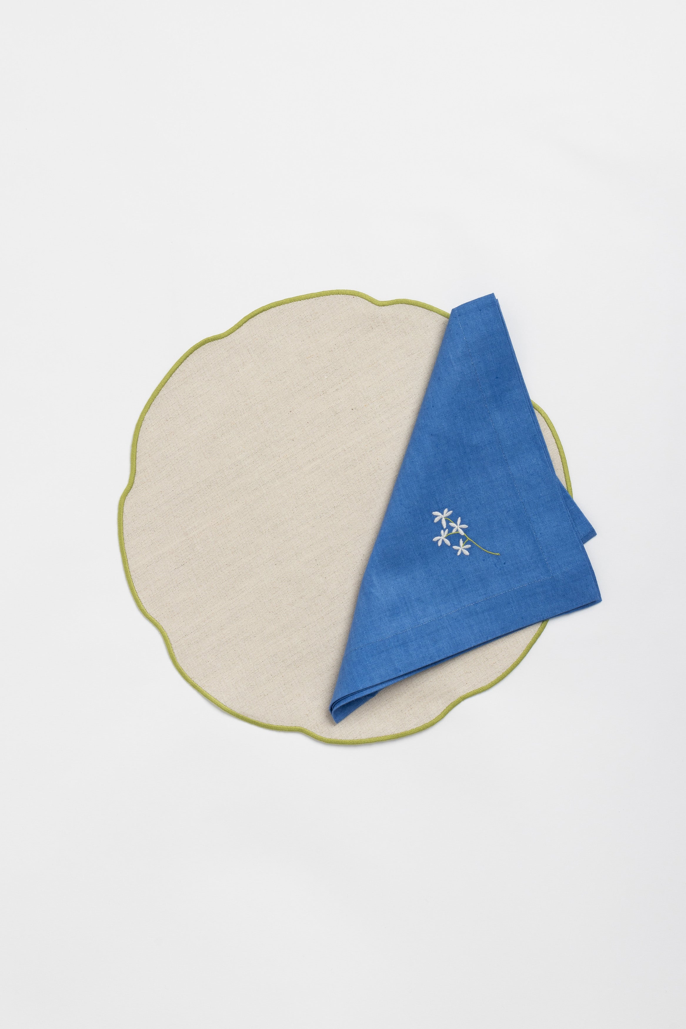 "Nura" placemat in Salt Pepper / Chartreuse