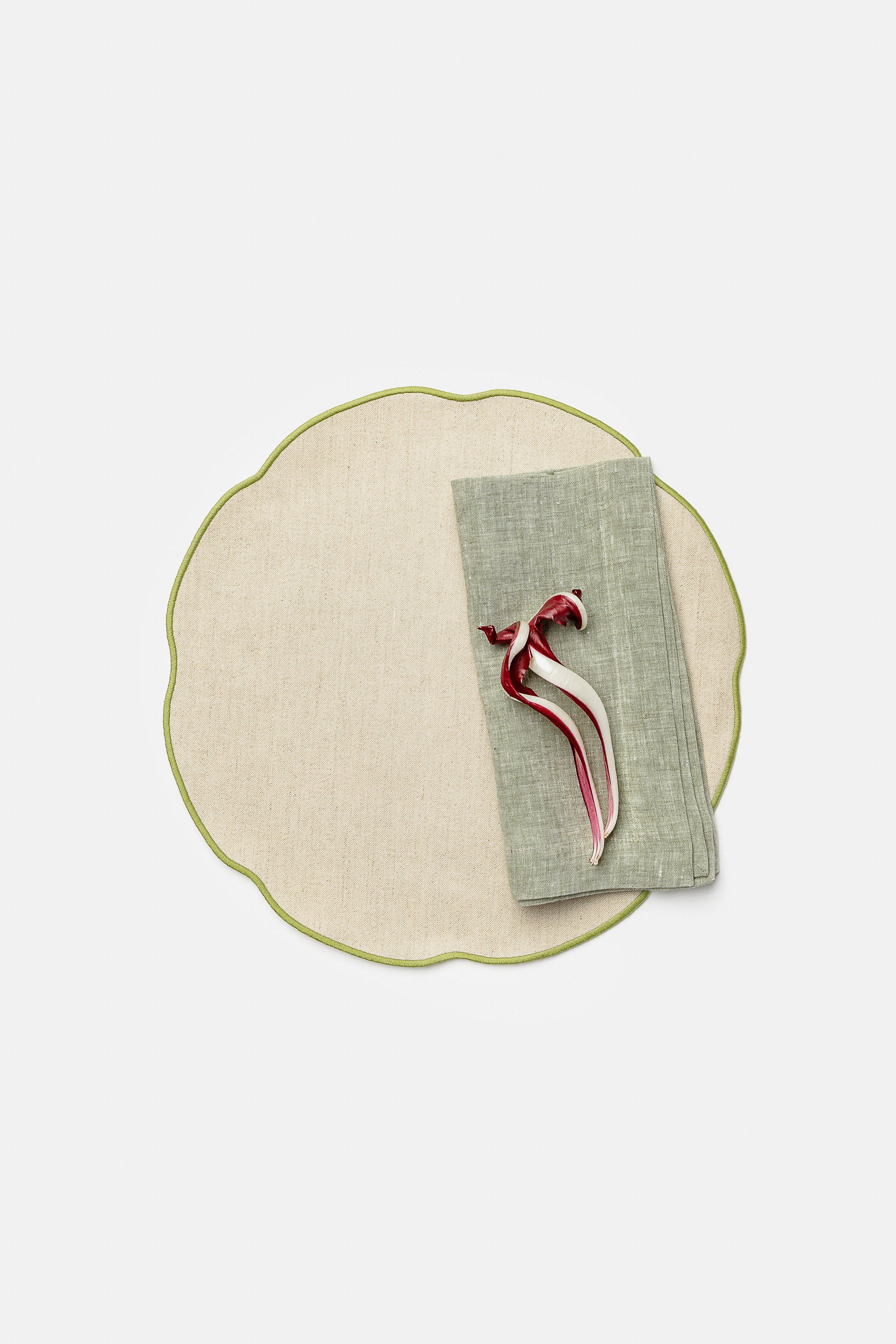 "Nura" placemat in Salt Pepper / Chartreuse