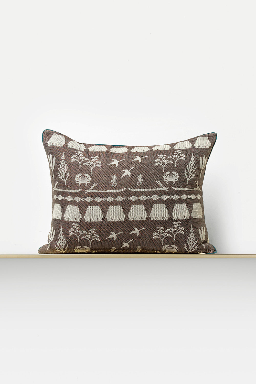"Laguna" rectangular cushion cover in Seal Brown