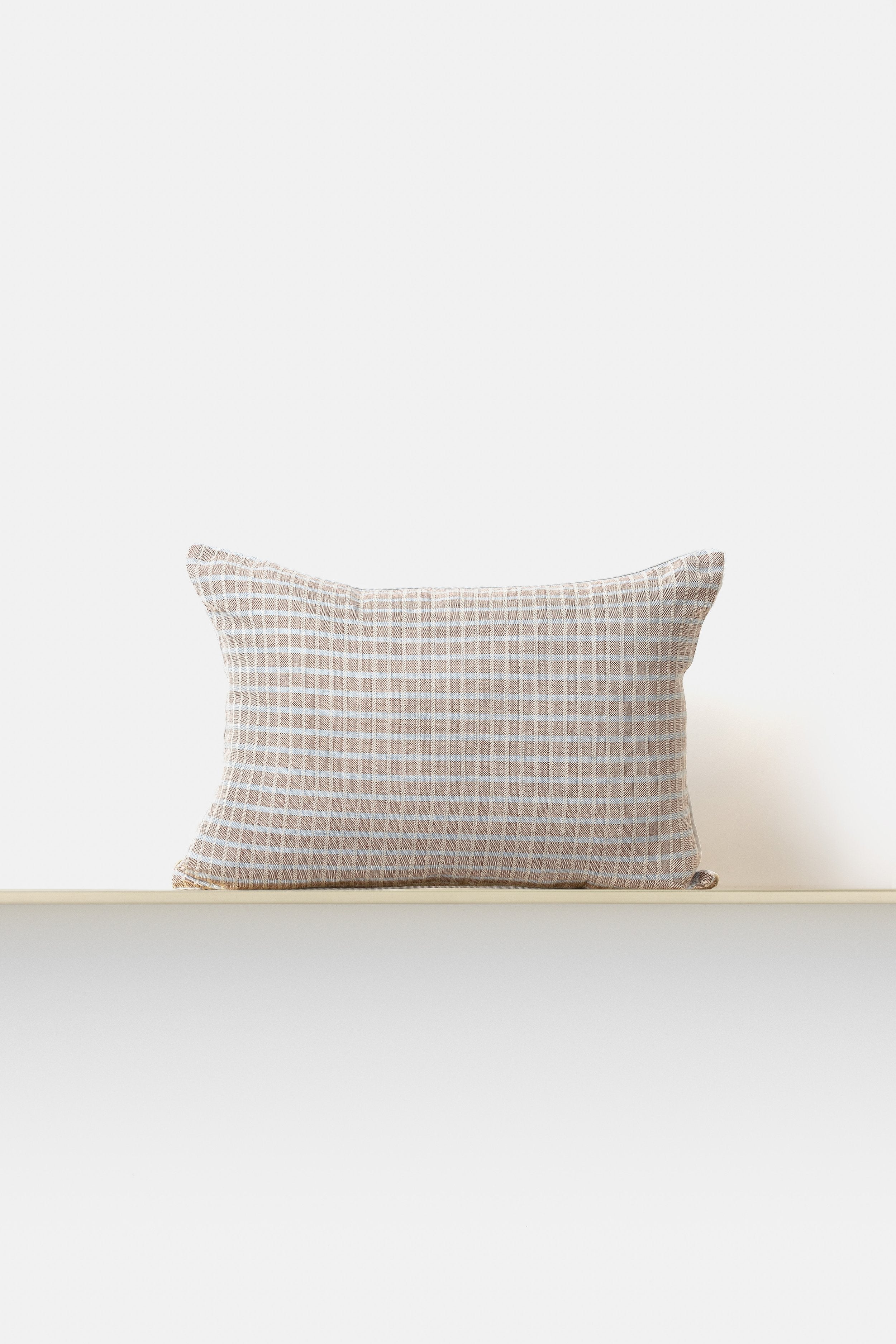 "F58" rectangular cushion cover Brown / Capri Blue