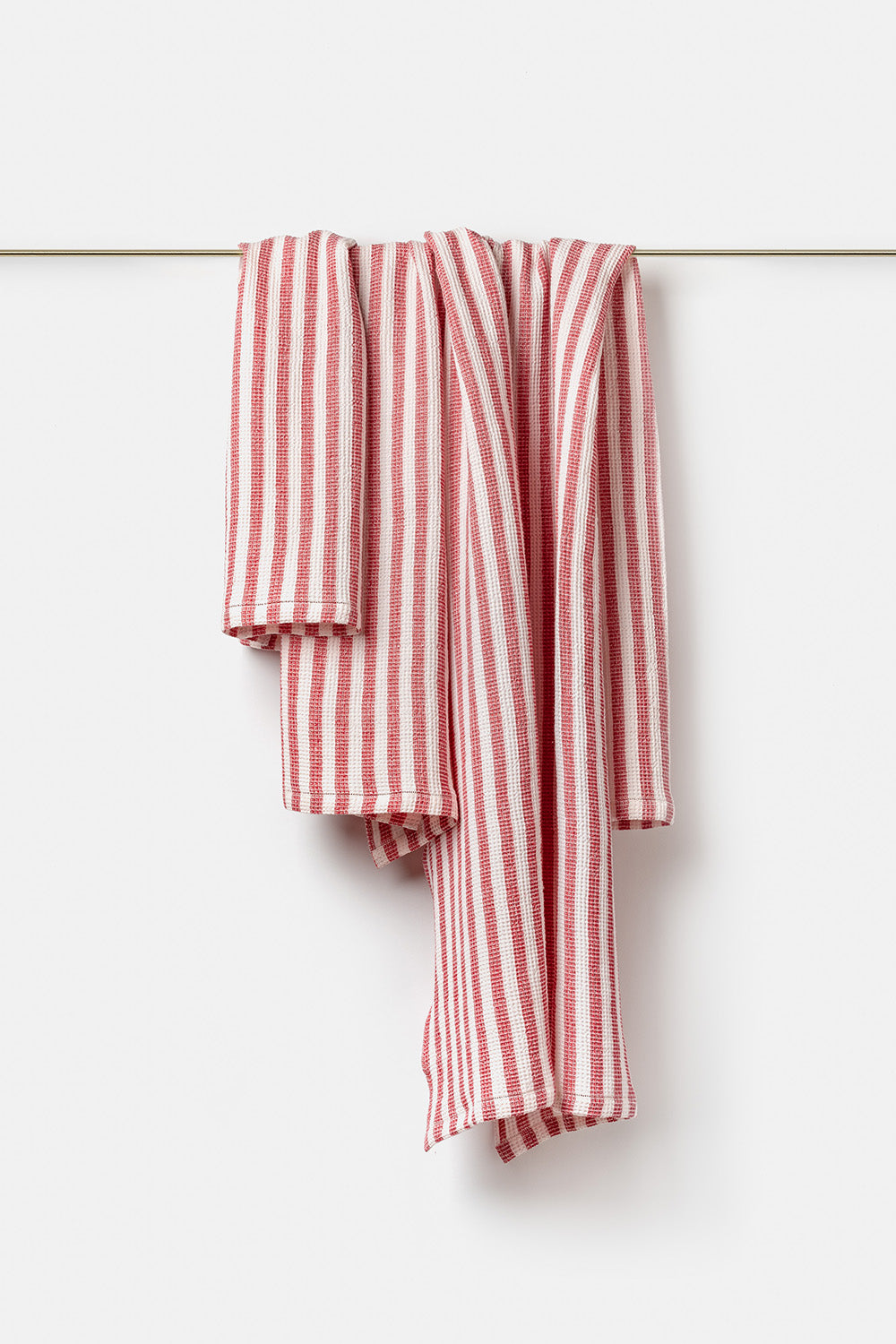 "Montecatini rigato" towels in White / Red