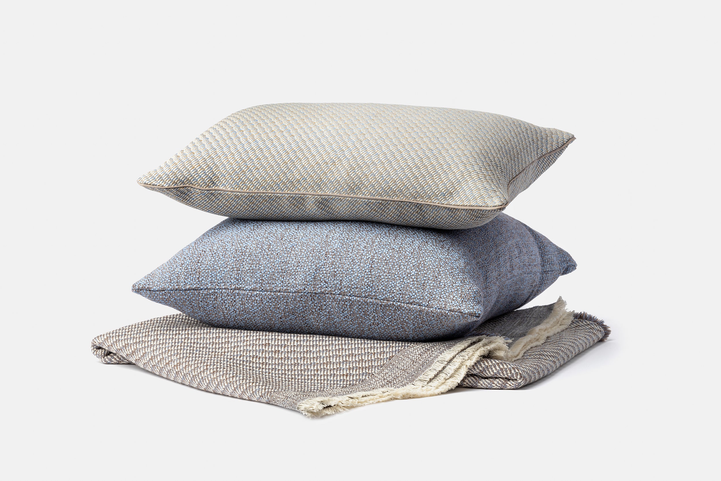 "Catenella" square cushion cover in Blu Garda