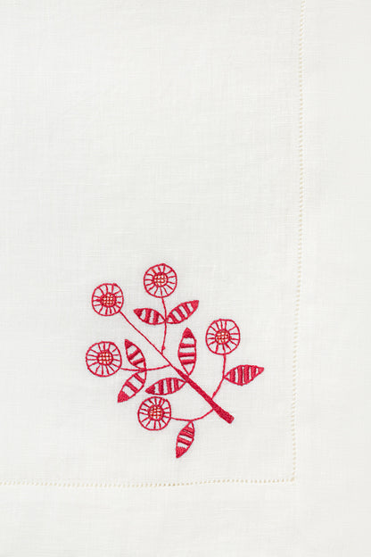 "Daisy" napkin in Red