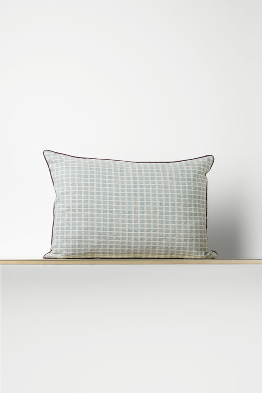 "F58" cushion in Indigo / Olive Green