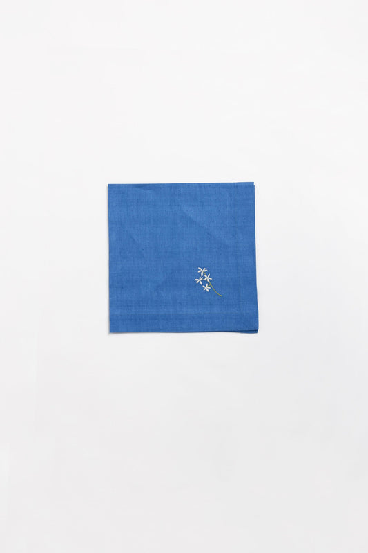 "Flowers" napkin in Capri blue