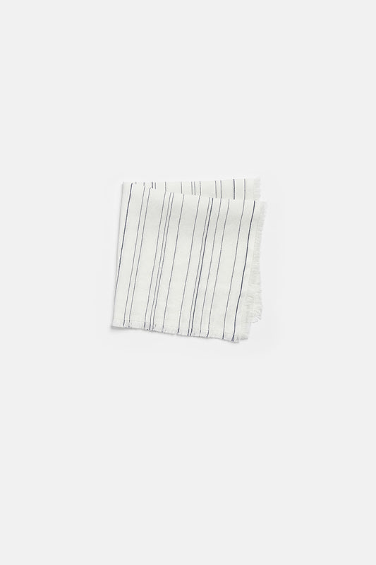 "Greta" napkin in White / Navy