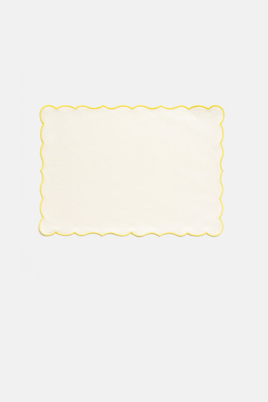 "Lido" coated placemat in White / Jaune
