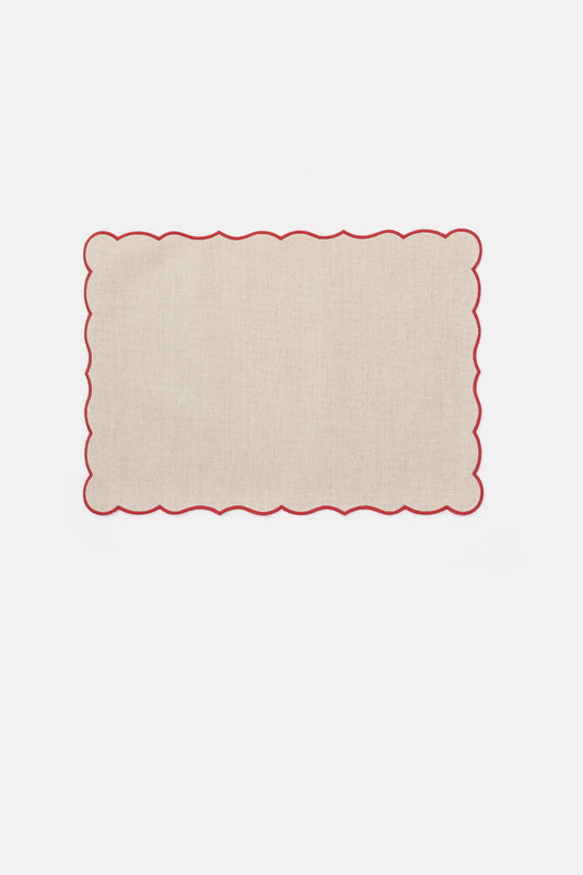 "Lido" coated placemat in Salt Pepper / Rouge
