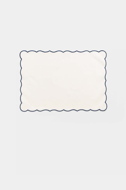 "Lido" placemat in White / Blue de France