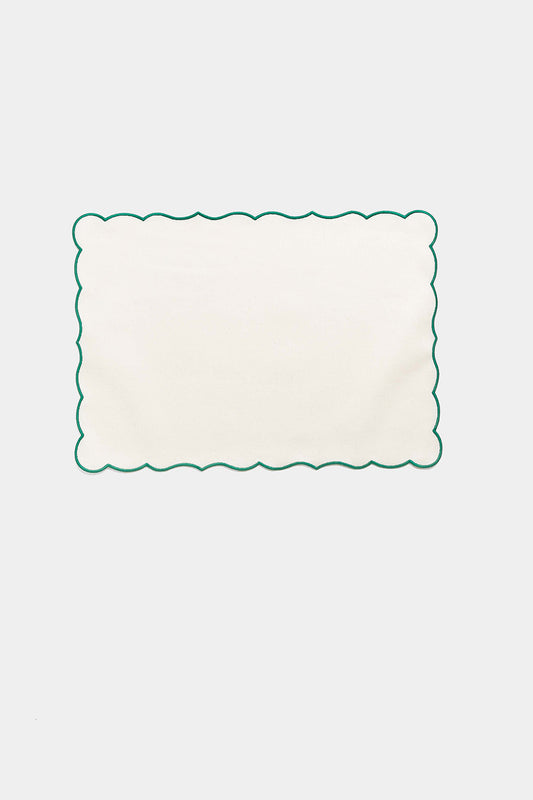 "Lido" placemat in White / Pino Green