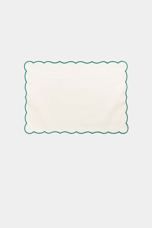 "Lido" placemat in White / Sapin Green