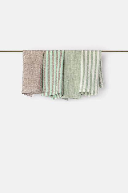 "Montecatini rigato" towels in Acquamarina / Brown