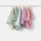 "Montecatini rigato" towels in White / Parà Green