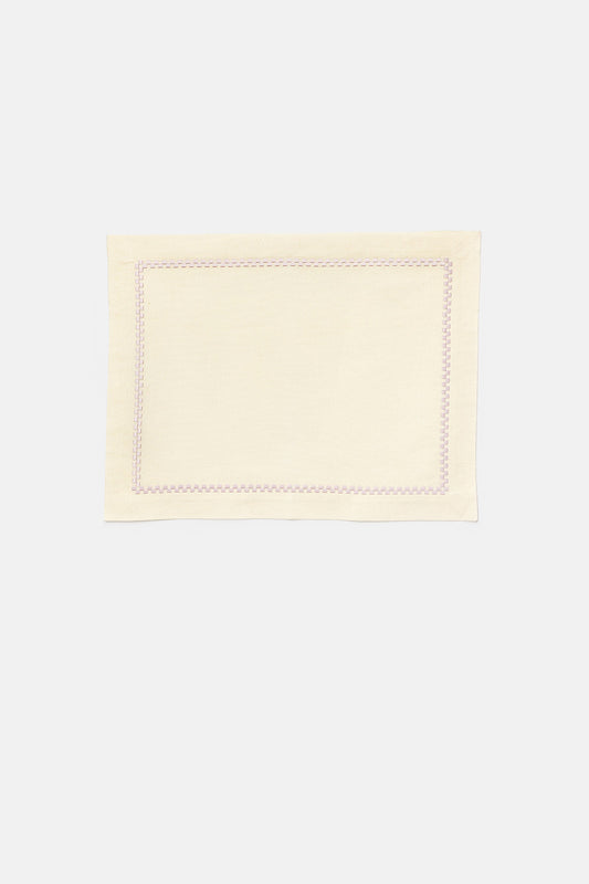 "Ricamo Taf" placemat in White / Mauve