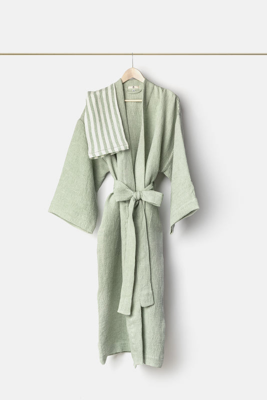 "Montecatini" bathrobe in Parà Green