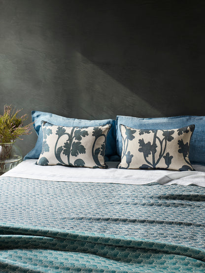 "Vitis" cushion in Byron Blue