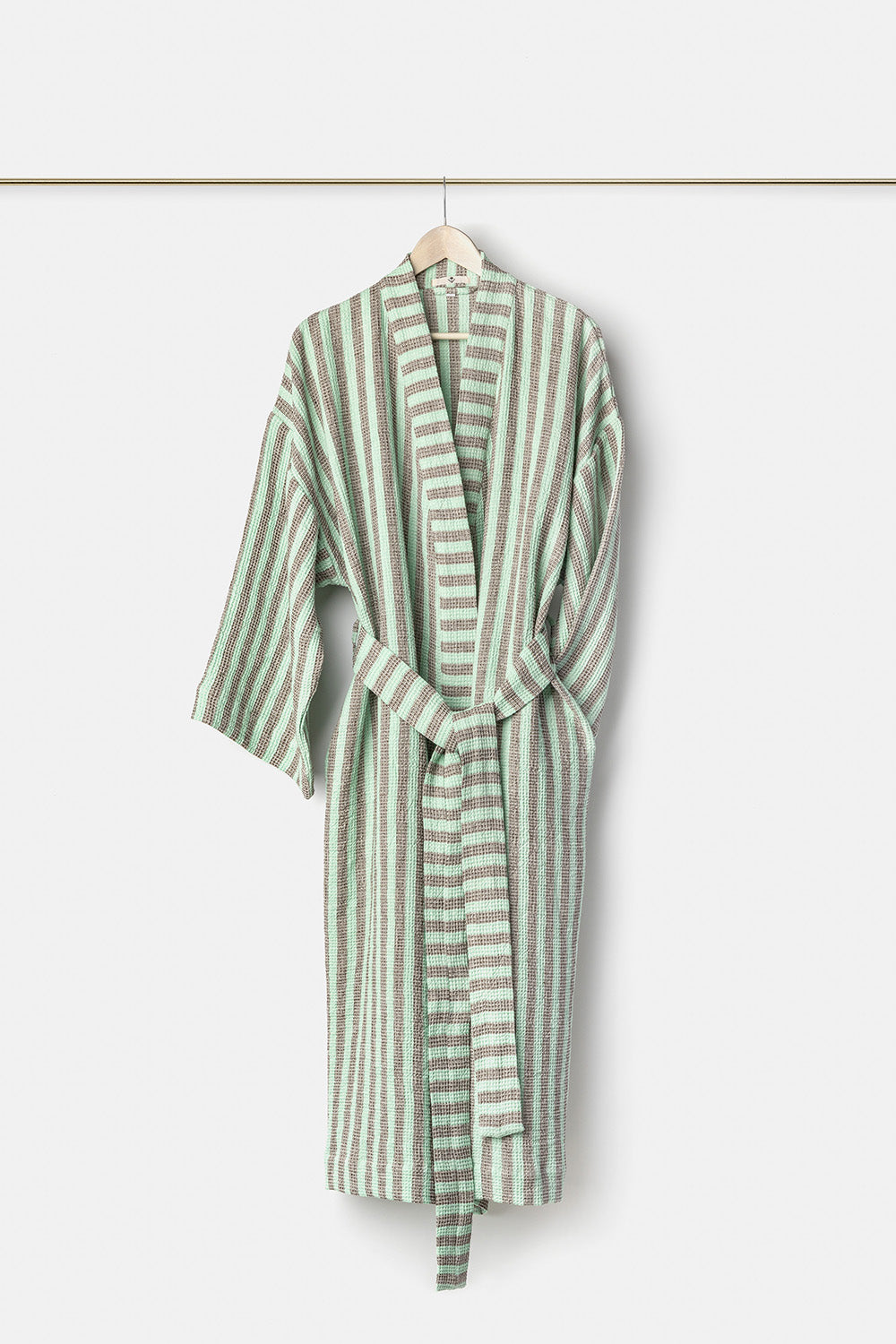 "Montecatini" bath robe in Acquamarina / Brown