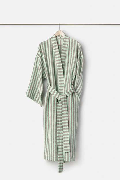 "Montecatini" bathrobe in Acquamarina / Brown