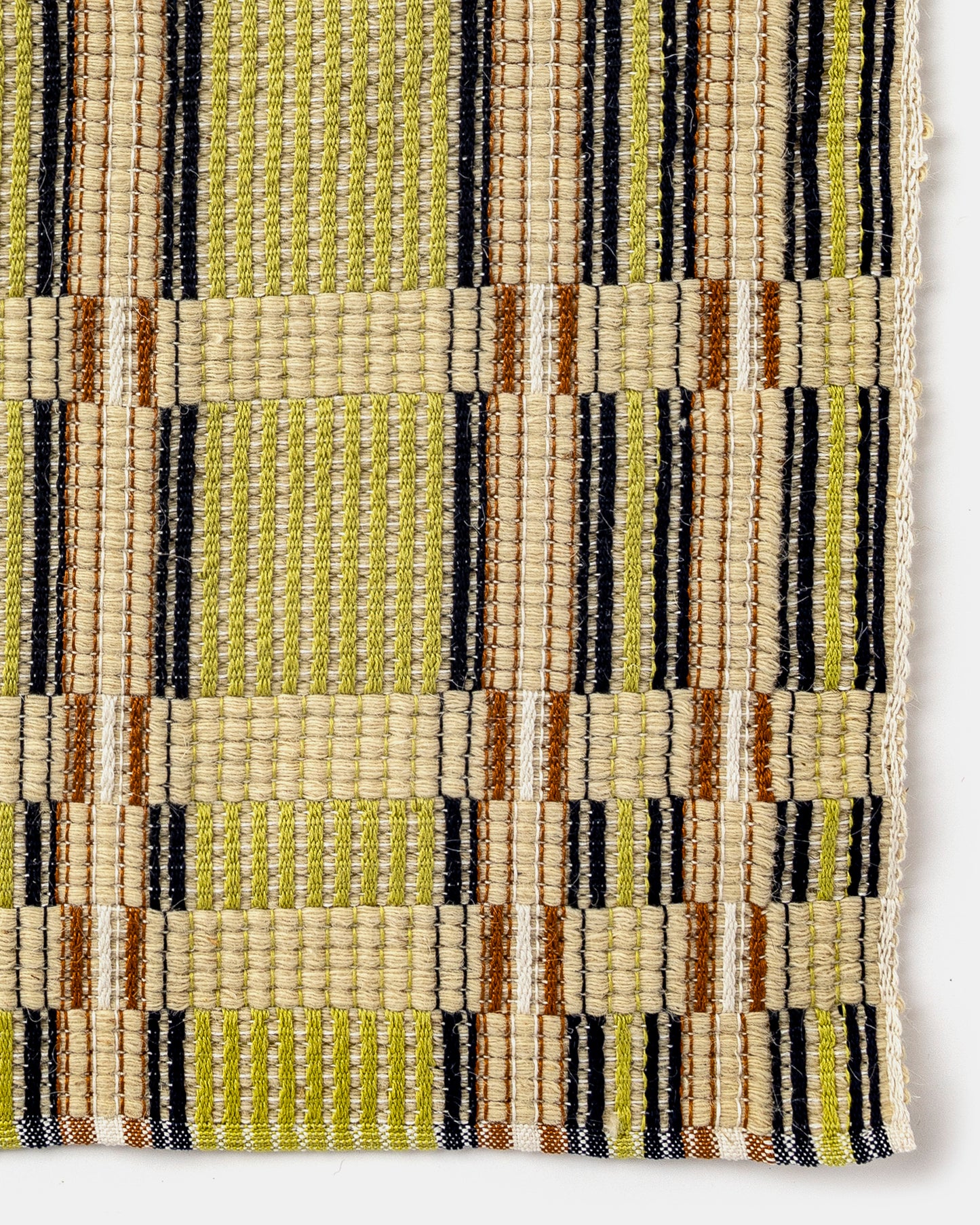 "Pinto Scacchiera" rug no. 13 in Chartreuse / Natural White