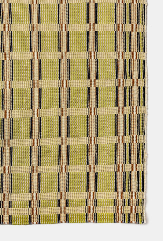 "Pinto Scacchiera" rug no. 13 in Chartreuse / Natural White