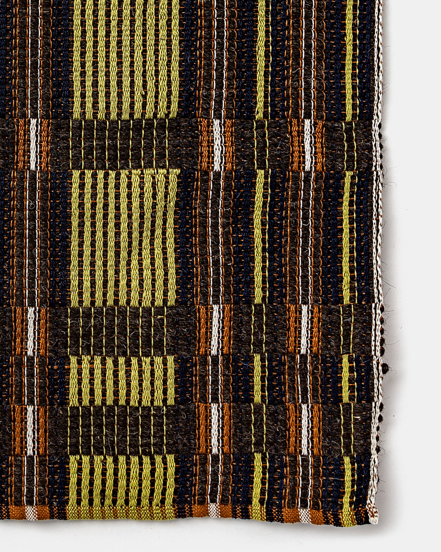 "Pinto Scacchiera" rug no. 14 Chartreuse / Brown