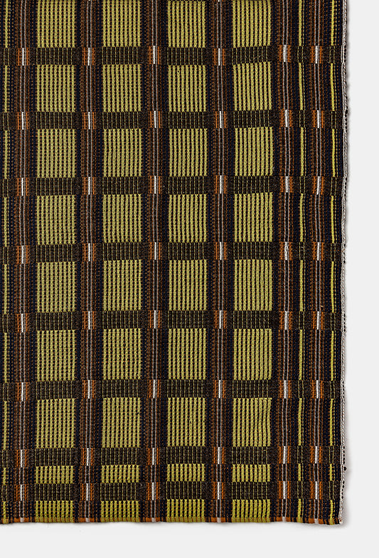 "Pinto Scacchiera" rug no. 14 Chartreuse / Brown