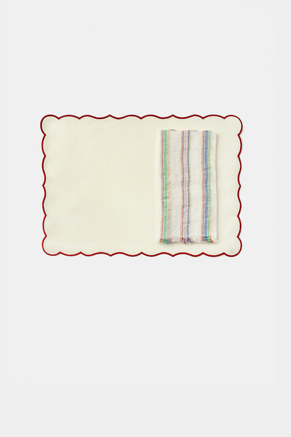 "Lido" placemat in White / Pompei Red