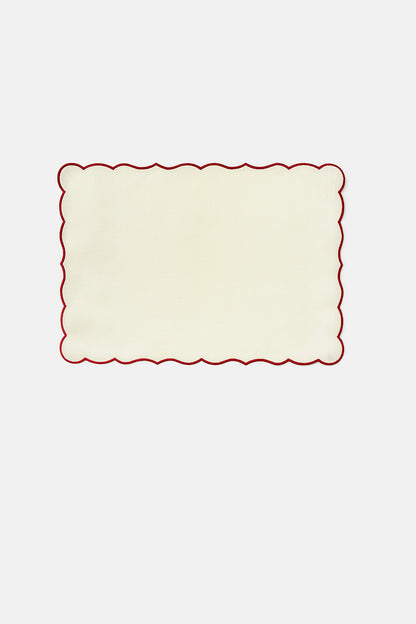 "Lido" placemat in White / Pompei Red