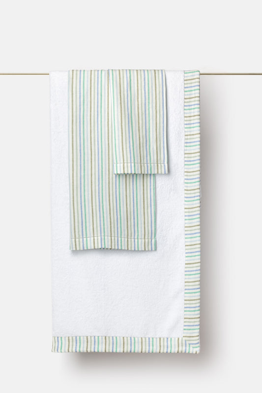 "Spugna Elettra" bath towel in White / Acqua