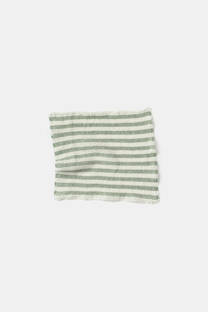 "Montecatini rigato" towels in White / Parà Green