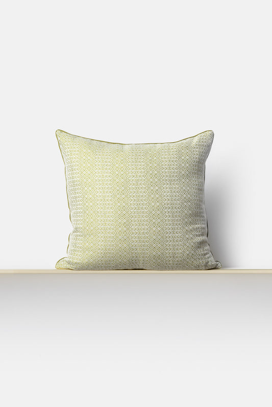 "Intreccio" square cushion in Chartreuse