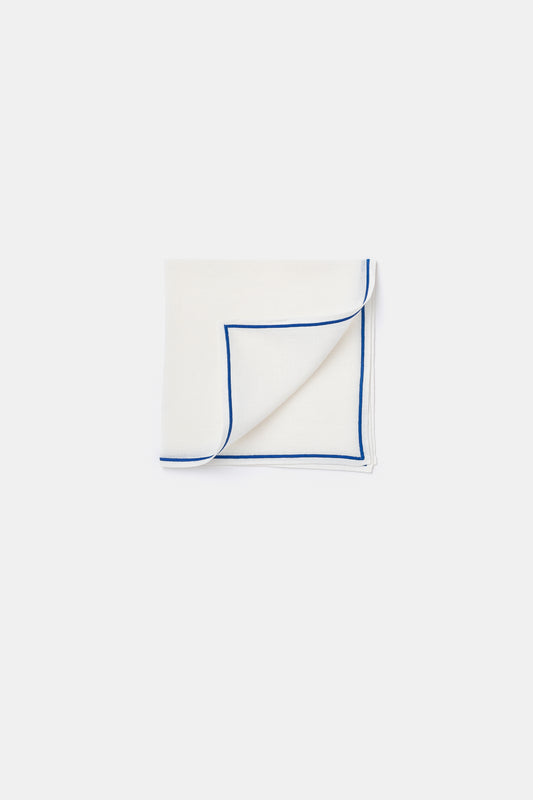 "Lido" napkin in White / Bresse Blue